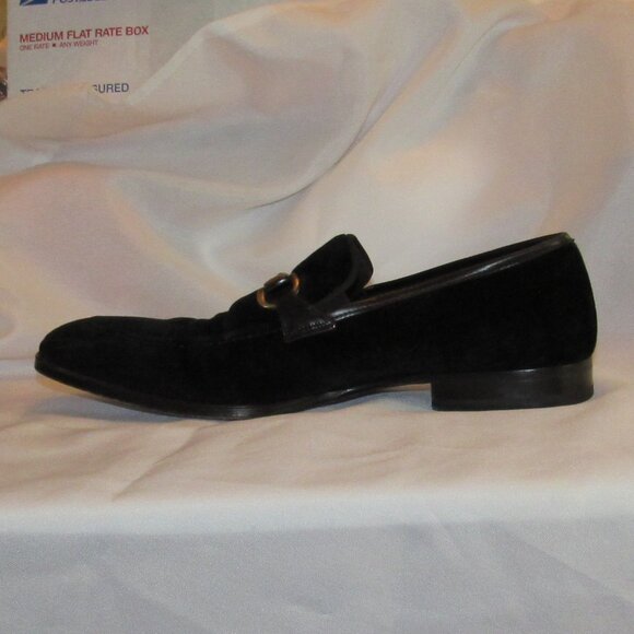 Mezlan Black Suede Silver Horsebit Loafers Size 10.5 M Excellent Pre-Owned Cond - Picture 4 of 12